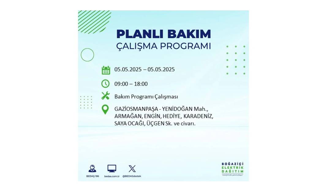 BÜYÜK ELEKTRİK KESİNTİSİ YAŞANACAK: BEDAŞ 5 Mayıs Pazartesi elektrik kesintisi yaşayacak ilçeleri sıraladı! 29