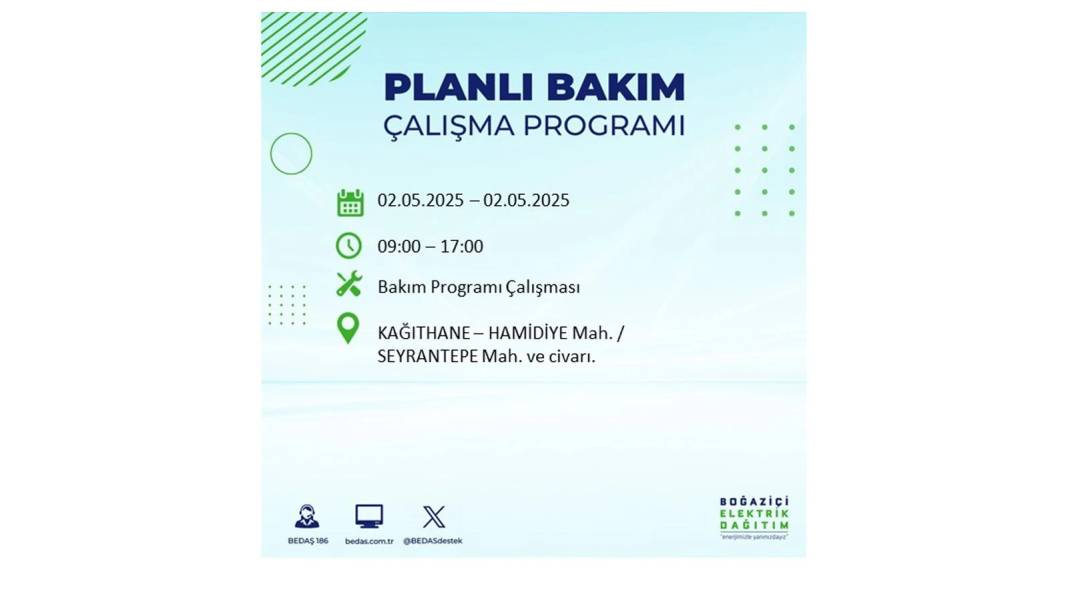 SAATLERCE ELEKTRİK OLMAYACAK: 2 Mayıs Cuma İstanbul elektrik kesintisi. BEDAŞ o ilçeleri sıraladı 18
