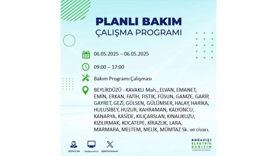 KARANLIĞA GÖMÜLECEKLER: 6 Mayıs Salı İstanbul elektrik kesintisi. BEDAŞ o ilçeleri teker teker uyardı 49