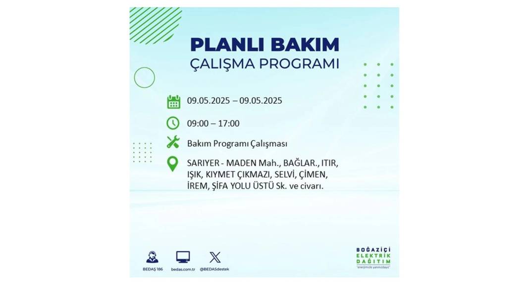 O İLÇELER KARANLIĞA GÖMÜLECEK: 9 Mayıs Cuma elektrik kesintisi yaşayacak ilçeler belli oldu. BEDAŞ'tan uyarı geldi! 21