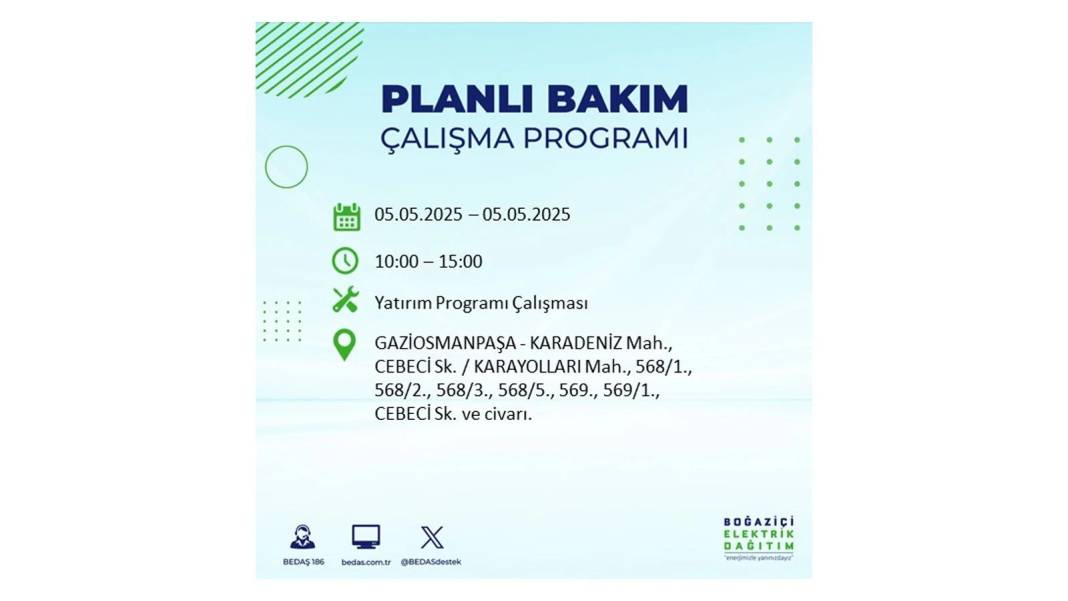 BÜYÜK ELEKTRİK KESİNTİSİ YAŞANACAK: BEDAŞ 5 Mayıs Pazartesi elektrik kesintisi yaşayacak ilçeleri sıraladı! 33