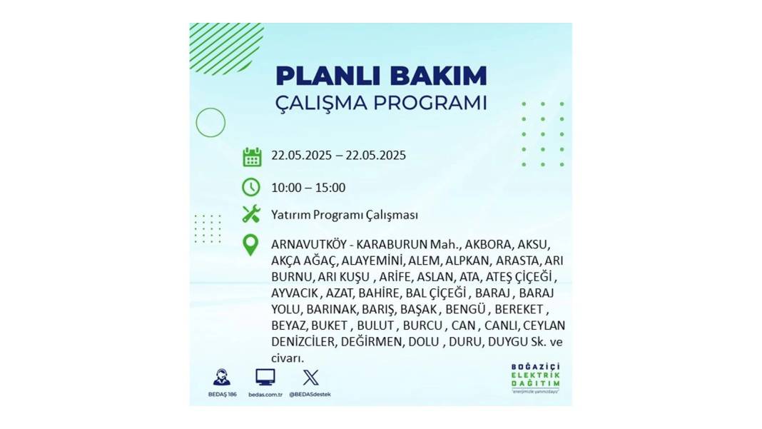BÜYÜK KESİNTİ YAŞANACAK: 22 Mayıs Perşembe İstanbul elektrik kesintisi. BEDAŞ elektrik kesintisi yaşayacak ilçeleri sıraladı 60