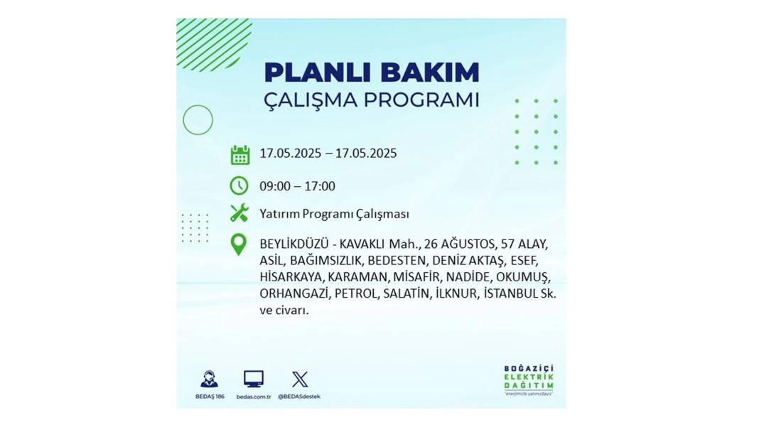 O İLÇELER KARANLIĞA BÜRÜNECEK: 17 Mayıs Cumartesi İstanbul elektrik kesintisi. BEDAŞ o ilçeleri uyardı! 12