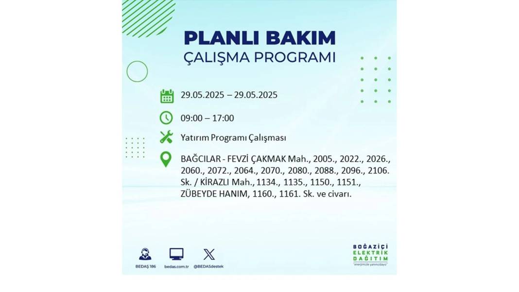 BÜYÜK ELEKTRİK KESİNTİSİ YAŞANACAK: BEDAŞ 29 Mayıs elektrik kesintisi yaşayacak ilçeleri sıraladı! 61