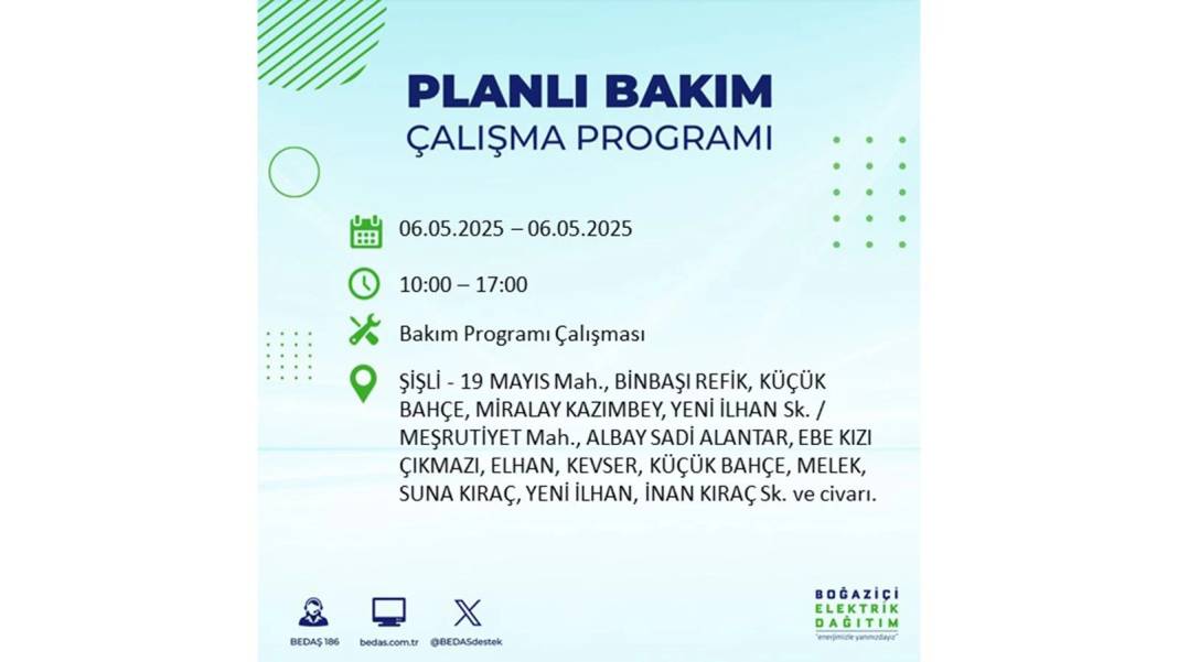 KARANLIĞA GÖMÜLECEKLER: 6 Mayıs Salı İstanbul elektrik kesintisi. BEDAŞ o ilçeleri teker teker uyardı 118