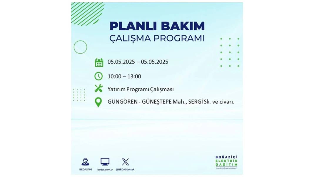 BÜYÜK ELEKTRİK KESİNTİSİ YAŞANACAK: BEDAŞ 5 Mayıs Pazartesi elektrik kesintisi yaşayacak ilçeleri sıraladı! 27
