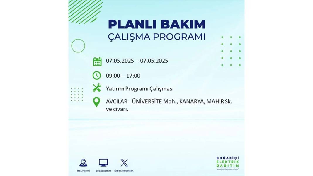 BÜYÜK ELEKTRİK KESİNTİSİ YAŞANACAK: BEDAŞ 7 Mayıs Çarşamba günü elektrik kesintisi yaşayacak ilçeleri sıraladı! 3