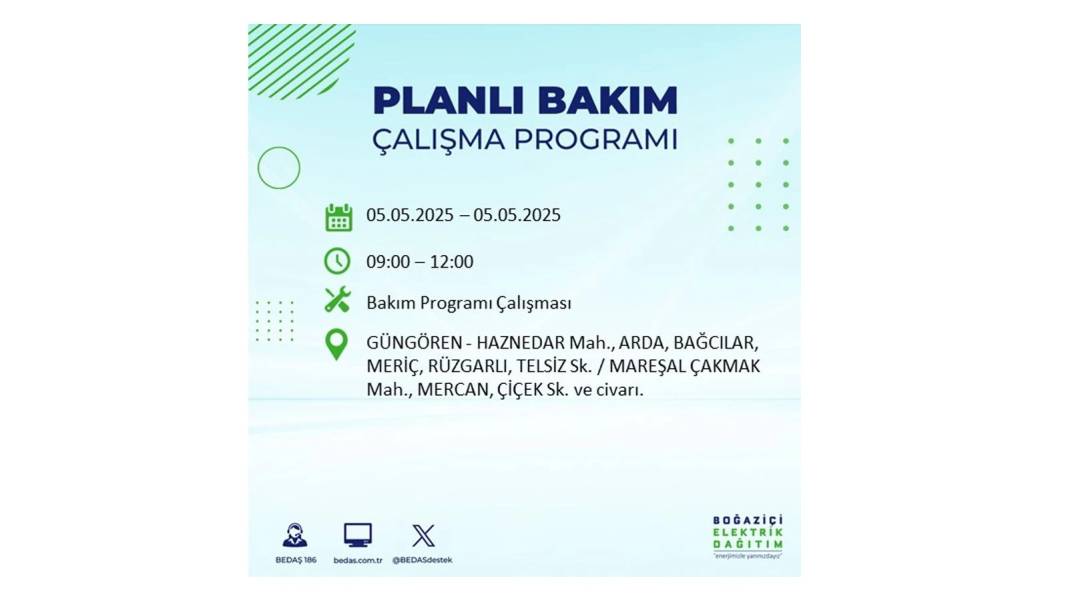 BÜYÜK ELEKTRİK KESİNTİSİ YAŞANACAK: BEDAŞ 5 Mayıs Pazartesi elektrik kesintisi yaşayacak ilçeleri sıraladı! 26