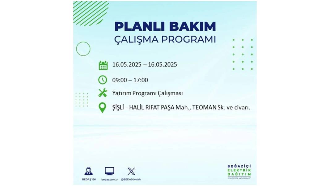 KARANLIĞA HAPSOLACAKLAR: 16 Mayıs Cuma İstanbul elektrik kesintisi. BEDAŞ elektrik kesintisi yaşayacak ilçeleri sıraladı! 4