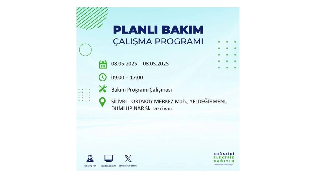 BÜYÜK ELEKTRİK KESİNTİSİ YAŞANACAK: 8 Mayıs Perşembe İstanbul elektrik kesintisi. BEDAŞ o ilçeleri uyardı! 14