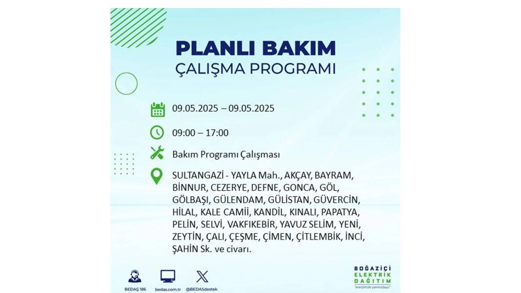 O İLÇELER KARANLIĞA GÖMÜLECEK: 9 Mayıs Cuma elektrik kesintisi yaşayacak ilçeler belli oldu. BEDAŞ'tan uyarı geldi! 13