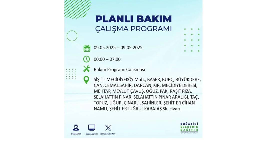 O İLÇELER KARANLIĞA GÖMÜLECEK: 9 Mayıs Cuma elektrik kesintisi yaşayacak ilçeler belli oldu. BEDAŞ'tan uyarı geldi! 12