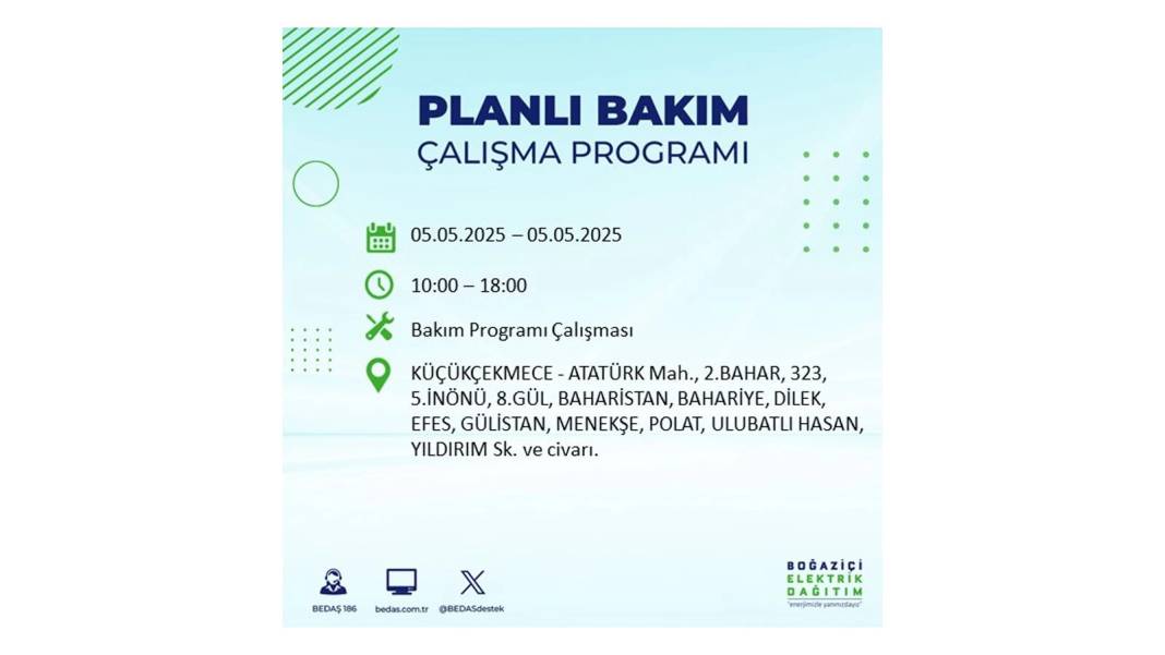 BÜYÜK ELEKTRİK KESİNTİSİ YAŞANACAK: BEDAŞ 5 Mayıs Pazartesi elektrik kesintisi yaşayacak ilçeleri sıraladı! 22