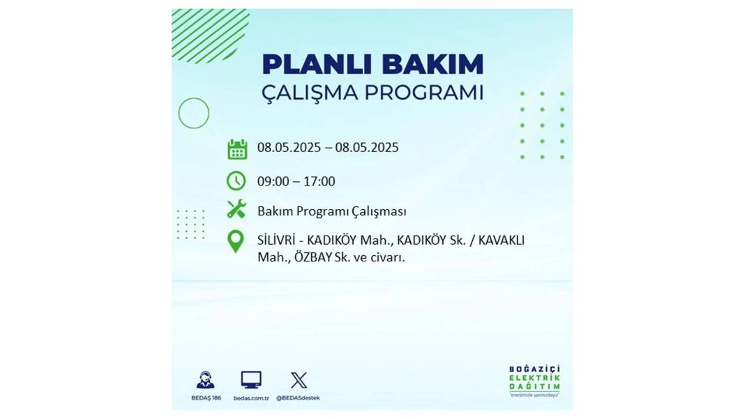 BÜYÜK ELEKTRİK KESİNTİSİ YAŞANACAK: 8 Mayıs Perşembe İstanbul elektrik kesintisi. BEDAŞ o ilçeleri uyardı! 12