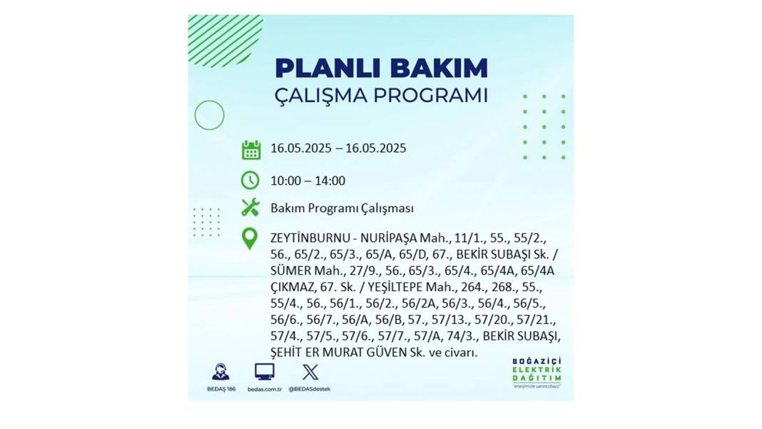 KARANLIĞA HAPSOLACAKLAR: 16 Mayıs Cuma İstanbul elektrik kesintisi. BEDAŞ elektrik kesintisi yaşayacak ilçeleri sıraladı! 1
