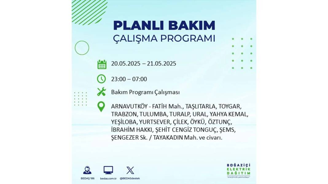 BÜYÜK KESİNTİ YAŞANACAK: 20 Mayıs İstanbul elektrik kesintisi. BEDAŞ elektrik kesintisi yaşayacak ilçeleri teker teker duyurdu! 8