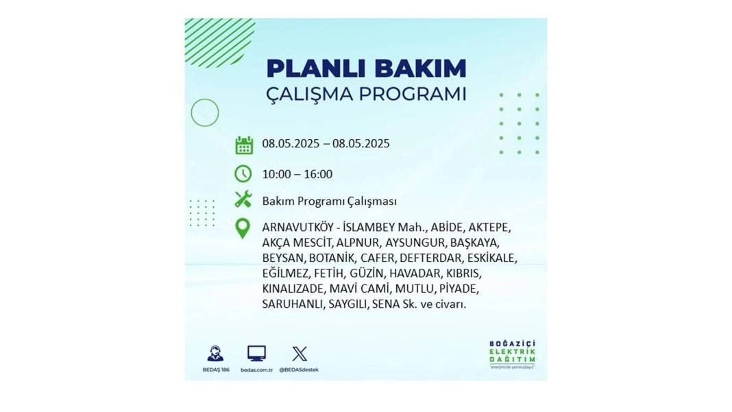 BÜYÜK ELEKTRİK KESİNTİSİ YAŞANACAK: 8 Mayıs Perşembe İstanbul elektrik kesintisi. BEDAŞ o ilçeleri uyardı! 91