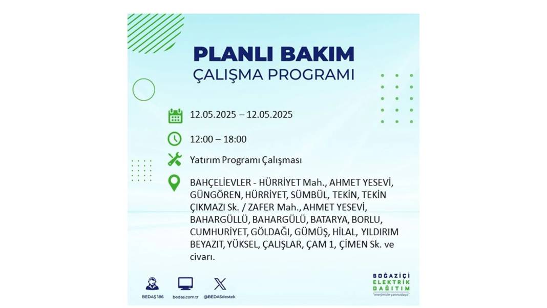 12 Mayıs İstanbul elektrik kesintisi: BEDAŞ elektrik kesintisi yaşayacak ilçeleri sıraladı. Elektrikler ne zaman gelecek? 54