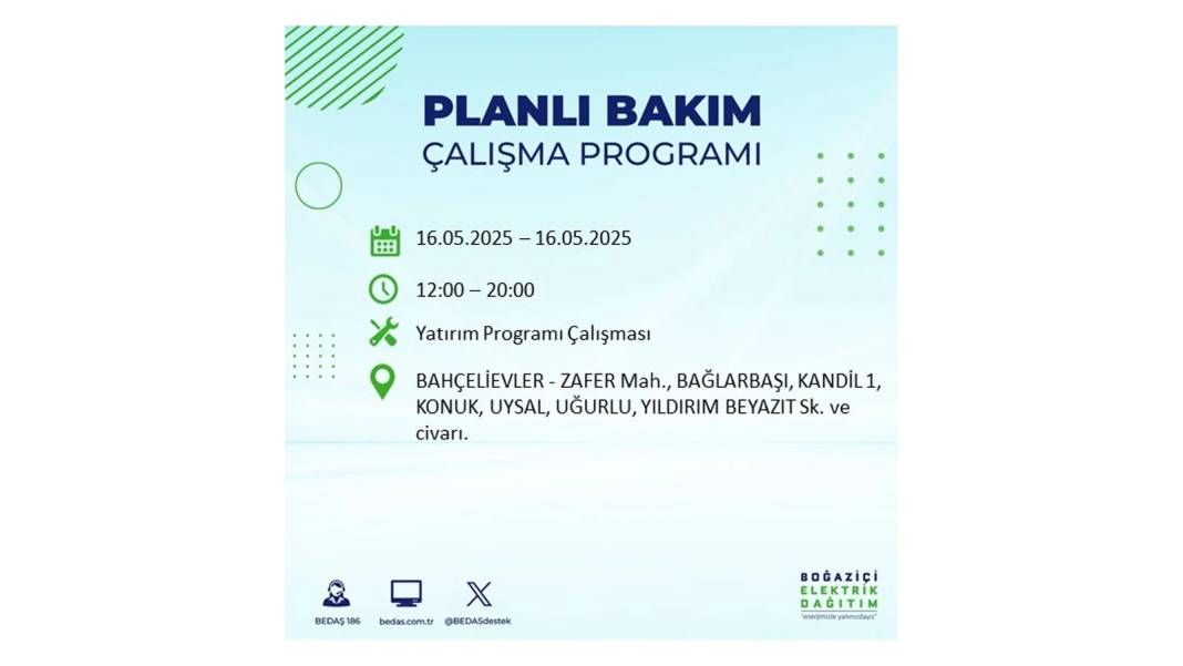 KARANLIĞA HAPSOLACAKLAR: 16 Mayıs Cuma İstanbul elektrik kesintisi. BEDAŞ elektrik kesintisi yaşayacak ilçeleri sıraladı! 82