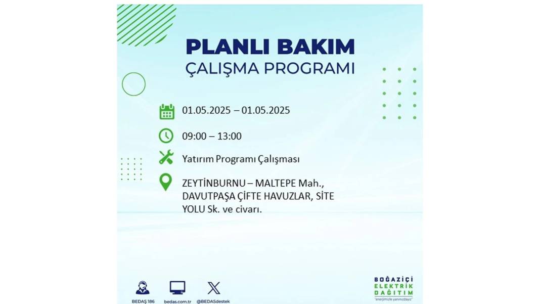 KARANLIĞA HAPSOLACAKLAR: 1 Mayıs Perşembe İstanbul elektrik kesintisi. BEDAŞ o ilçeleri teker teker uyardı 2