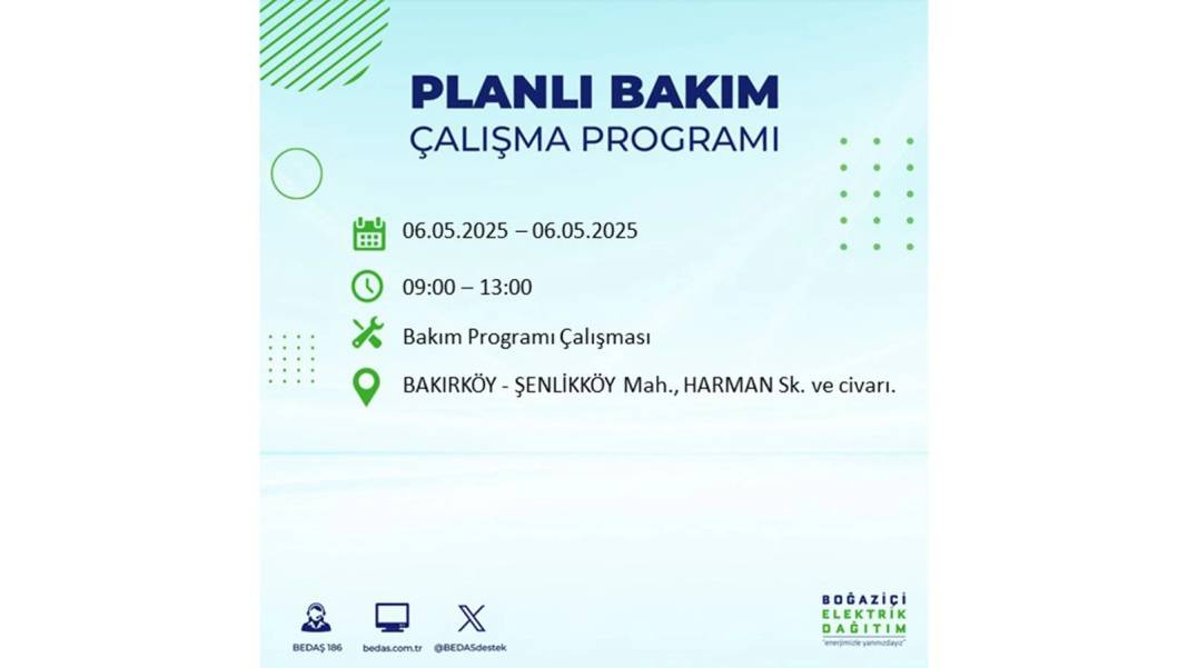 KARANLIĞA GÖMÜLECEKLER: 6 Mayıs Salı İstanbul elektrik kesintisi. BEDAŞ o ilçeleri teker teker uyardı 39