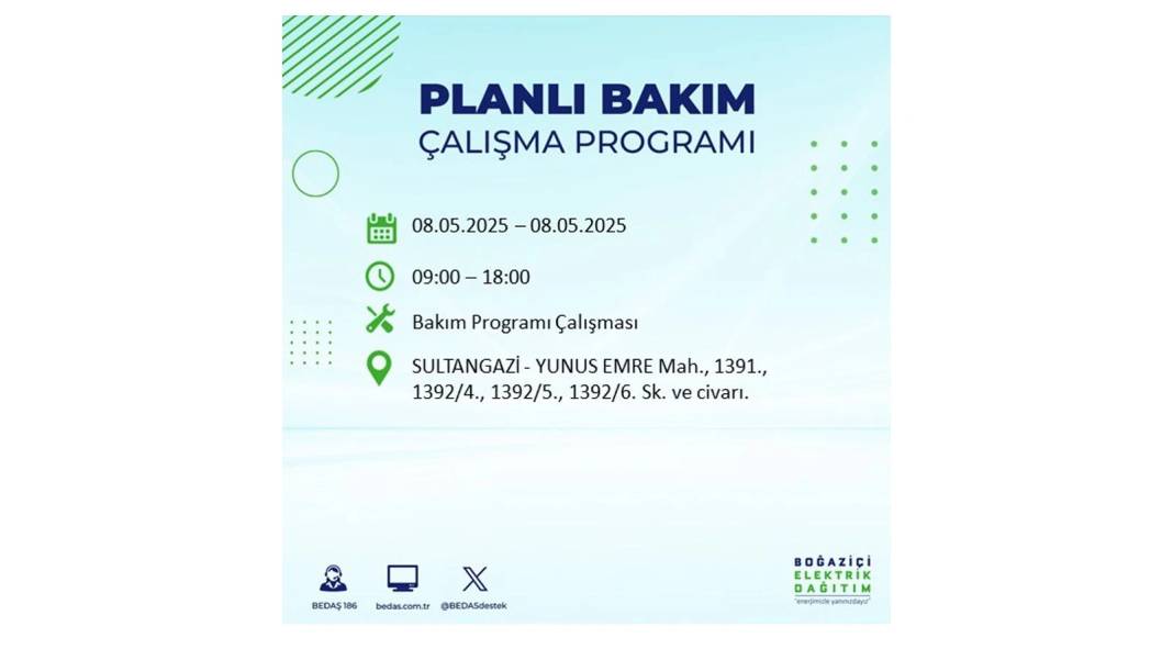 BÜYÜK ELEKTRİK KESİNTİSİ YAŞANACAK: 8 Mayıs Perşembe İstanbul elektrik kesintisi. BEDAŞ o ilçeleri uyardı! 10