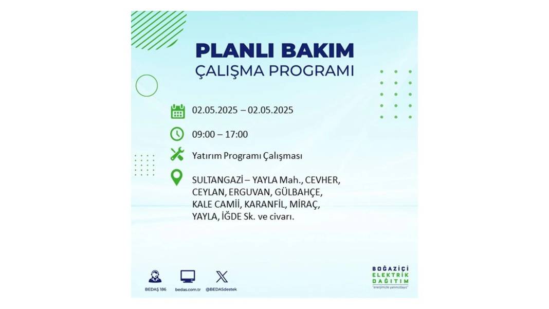 SAATLERCE ELEKTRİK OLMAYACAK: 2 Mayıs Cuma İstanbul elektrik kesintisi. BEDAŞ o ilçeleri sıraladı 6