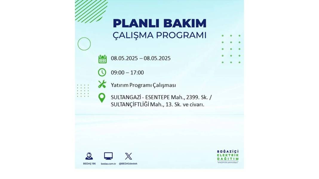 BÜYÜK ELEKTRİK KESİNTİSİ YAŞANACAK: 8 Mayıs Perşembe İstanbul elektrik kesintisi. BEDAŞ o ilçeleri uyardı! 8