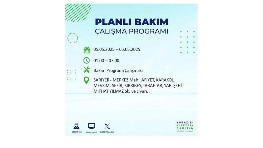BÜYÜK ELEKTRİK KESİNTİSİ YAŞANACAK: BEDAŞ 5 Mayıs Pazartesi elektrik kesintisi yaşayacak ilçeleri sıraladı! 18