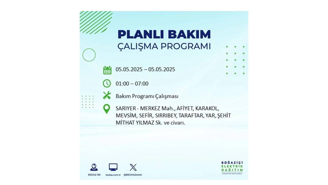 BÜYÜK ELEKTRİK KESİNTİSİ YAŞANACAK: BEDAŞ 5 Mayıs Pazartesi elektrik kesintisi yaşayacak ilçeleri sıraladı! 14