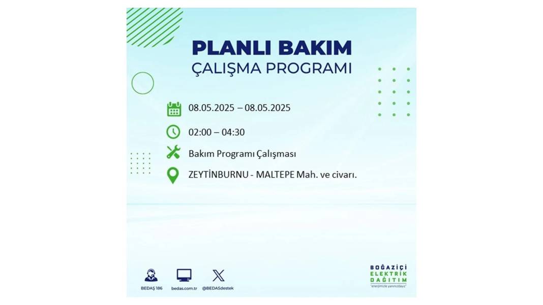 BÜYÜK ELEKTRİK KESİNTİSİ YAŞANACAK: 8 Mayıs Perşembe İstanbul elektrik kesintisi. BEDAŞ o ilçeleri uyardı! 4