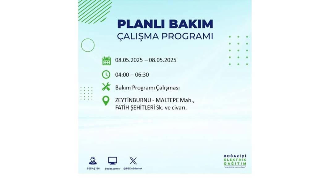 BÜYÜK ELEKTRİK KESİNTİSİ YAŞANACAK: 8 Mayıs Perşembe İstanbul elektrik kesintisi. BEDAŞ o ilçeleri uyardı! 3
