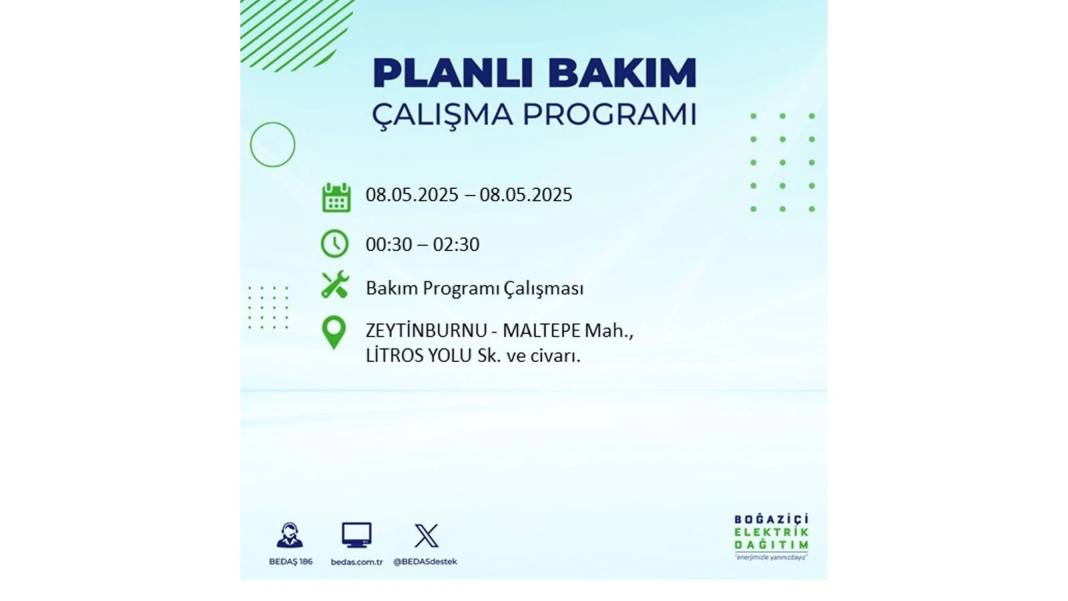BÜYÜK ELEKTRİK KESİNTİSİ YAŞANACAK: 8 Mayıs Perşembe İstanbul elektrik kesintisi. BEDAŞ o ilçeleri uyardı! 2