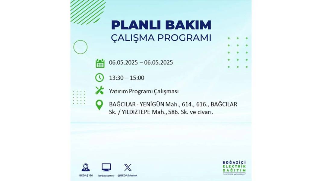 KARANLIĞA GÖMÜLECEKLER: 6 Mayıs Salı İstanbul elektrik kesintisi. BEDAŞ o ilçeleri teker teker uyardı 28