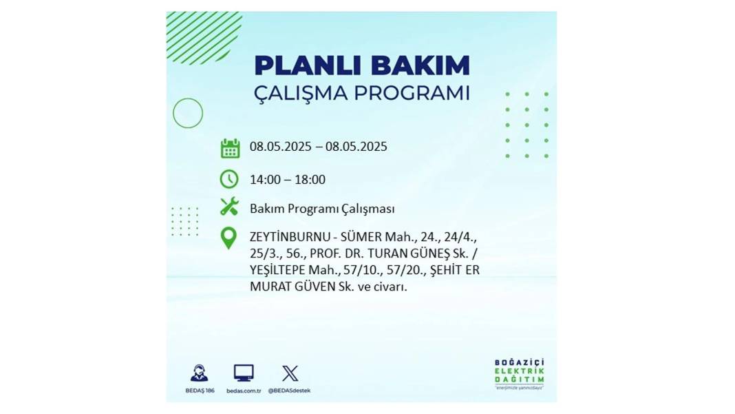 BÜYÜK ELEKTRİK KESİNTİSİ YAŞANACAK: 8 Mayıs Perşembe İstanbul elektrik kesintisi. BEDAŞ o ilçeleri uyardı! 1