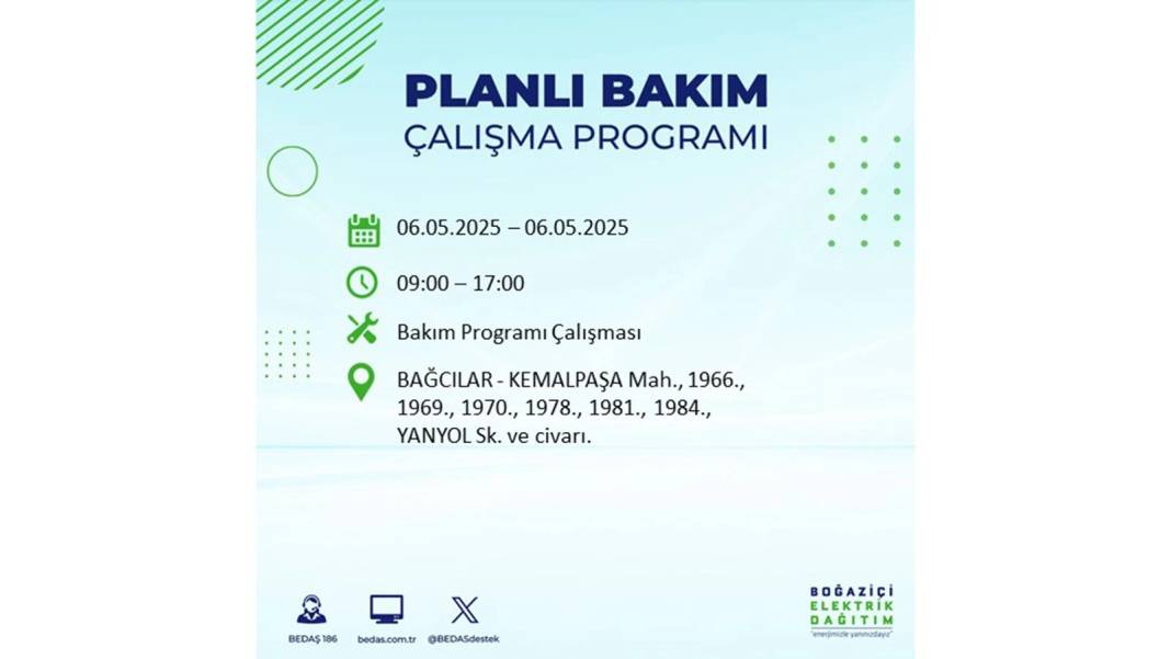 KARANLIĞA GÖMÜLECEKLER: 6 Mayıs Salı İstanbul elektrik kesintisi. BEDAŞ o ilçeleri teker teker uyardı 29