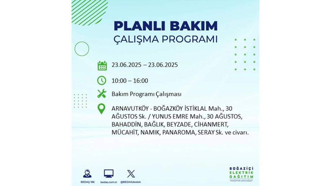KARANLIĞA HAPSOLACAKLAR: 23 Haziran Pazartesi İstanbul elektrik kesintisi. BEDAŞ o ilçeleri uyardı! 61