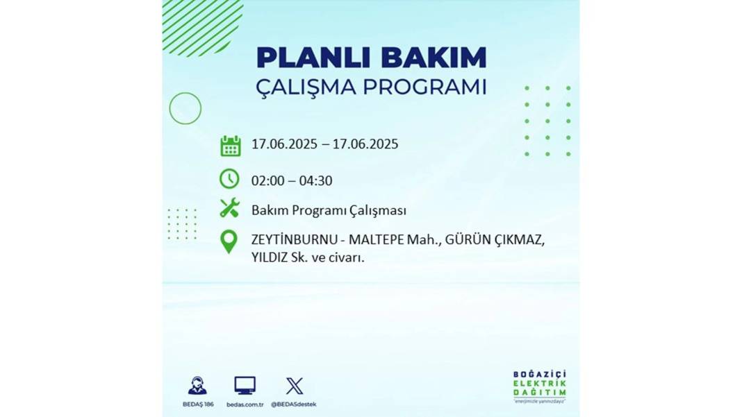 SAATLERCE ELEKTRİK OLMAYACAK: BEDAŞ 17 Haziran Salı elektrik kesintisi yaşayacak ilçeleri sıraladı! 87