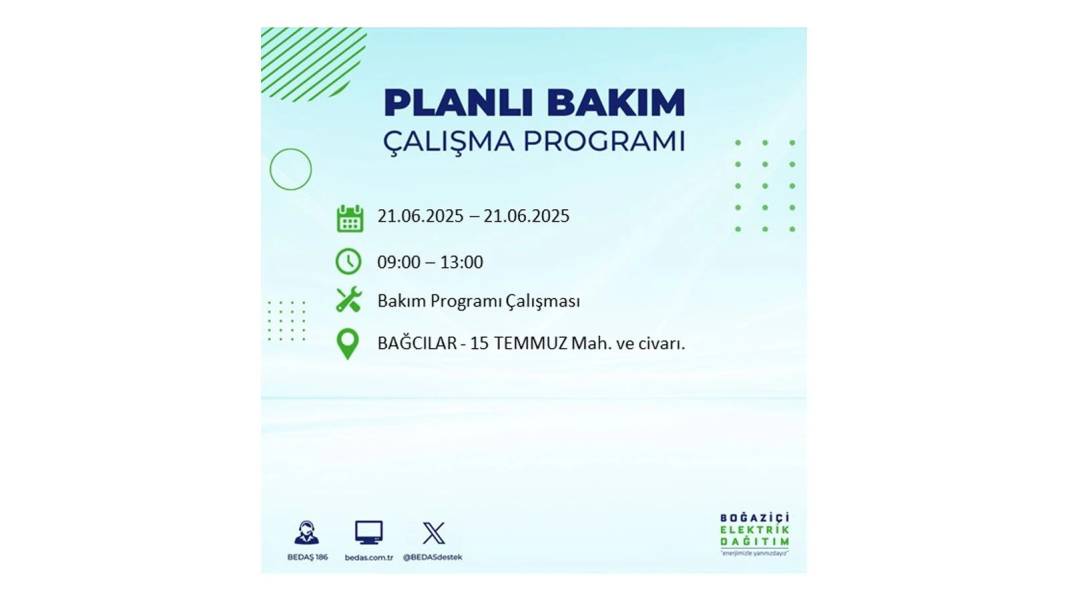 O İLÇELERDE ELEKTRİK OLMAYACAK: BEDAŞ 21 Haziran elektrik kesintisi yaşayacak ilçeleri sıraladı. Elektrikler ne zaman gelecek? 9