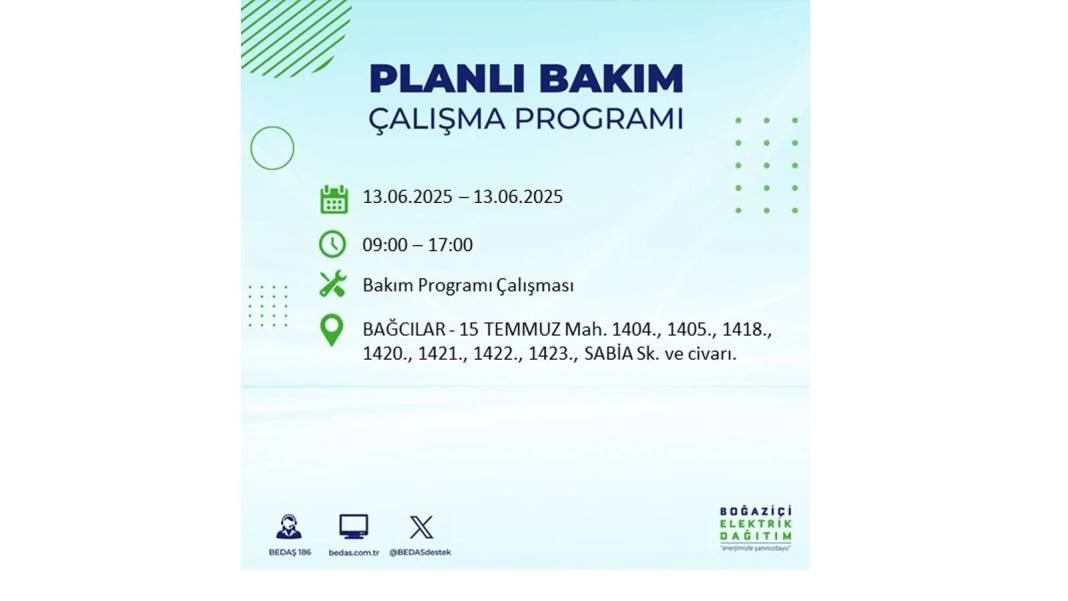 ELEKTRİKLER SAATLERCE OLMAYACAK: BEDAŞ 13 Haziran Cuma elektrik kesintisi yaşayacak ilçeleri sıraladı! 59