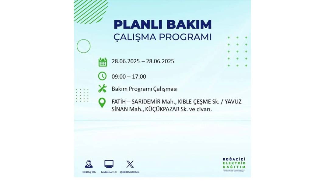 O İLÇELER KARANLIĞA GÖMÜLECEK: BEDAŞ 28 Haziran Cumartesi elektrik kesintisi yaşayacak ilçeleri sıraladı! 12
