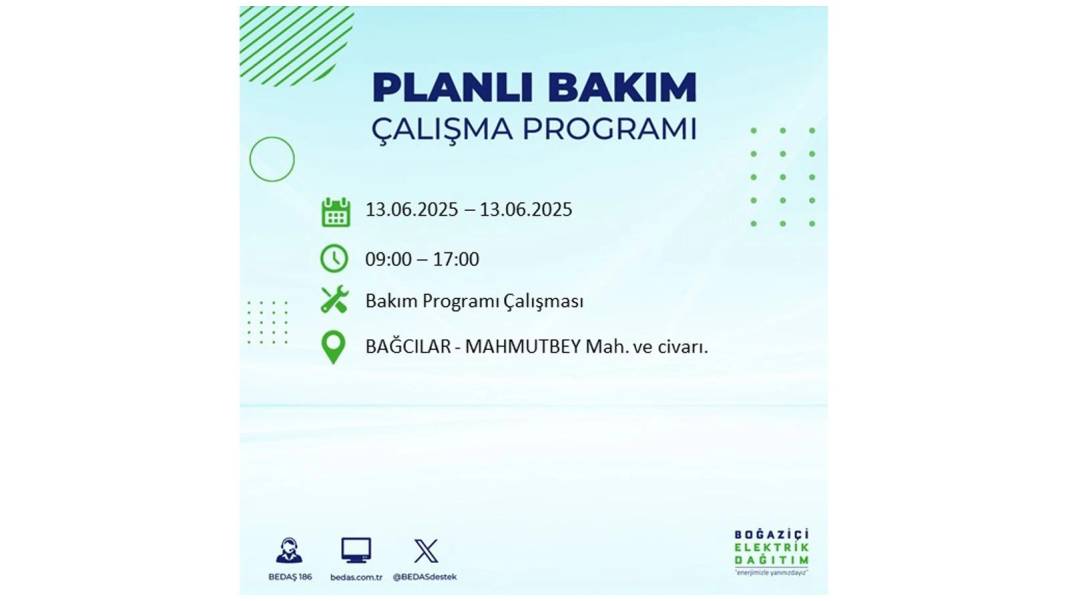 ELEKTRİKLER SAATLERCE OLMAYACAK: BEDAŞ 13 Haziran Cuma elektrik kesintisi yaşayacak ilçeleri sıraladı! 57