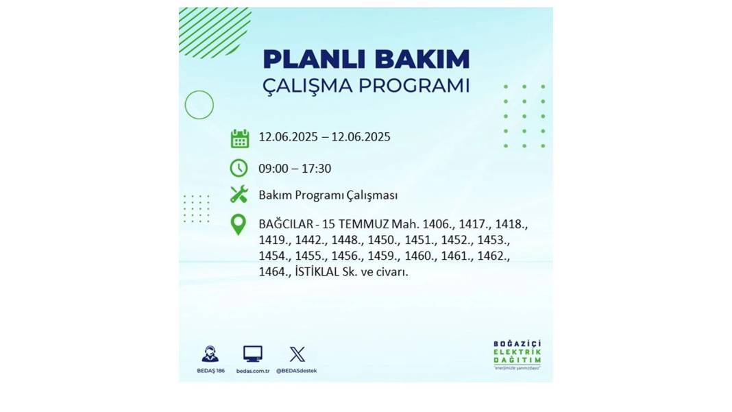 BÜYÜK KESİNTİ YAŞANACAK: BEDAŞ 12 Haziran Perşembe elektrik kesintisi yaşayacak ilçeleri sıraladı. Elektrikler ne zaman gelecek? 53