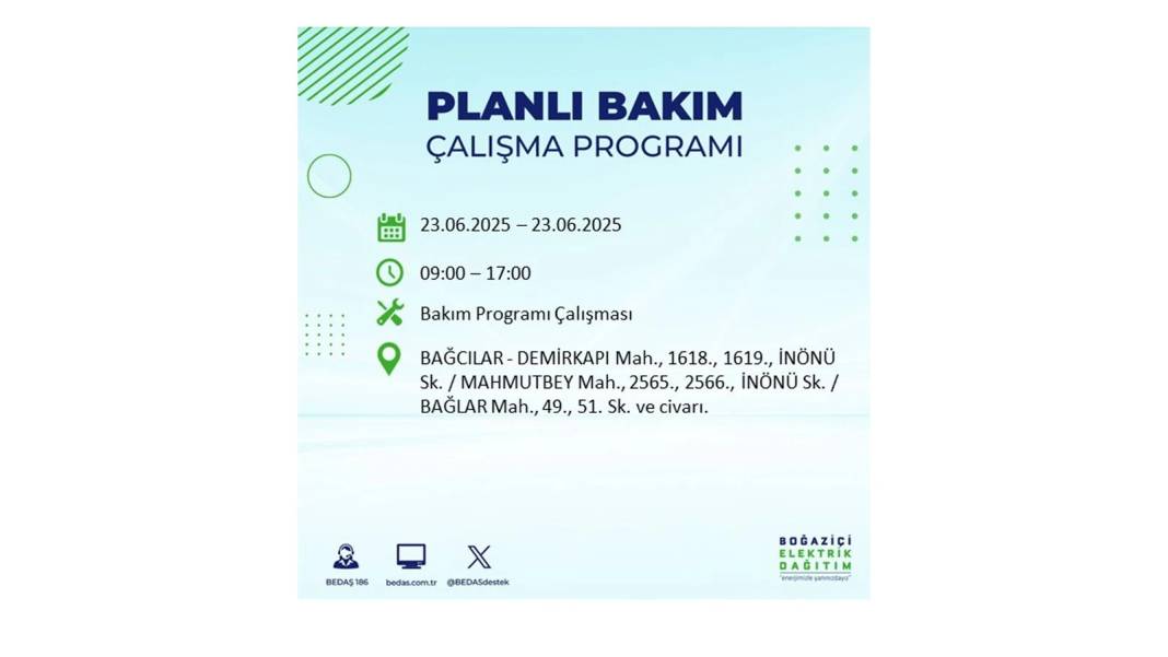 KARANLIĞA HAPSOLACAKLAR: 23 Haziran Pazartesi İstanbul elektrik kesintisi. BEDAŞ o ilçeleri uyardı! 55