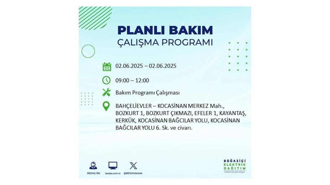 BÜYÜK KESİNTİ YAŞANACAK: BEDAŞ 2 Haziran Pazartesi günü elektrik kesintisi yaşayacak ilçeleri sıraladı 50