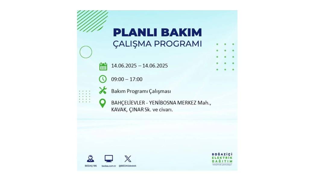 O İLÇELERDE ELEKTRİK OLMAYACAK: BEDAŞ 14 Haziran Cumartesi günü elektrik kesintisi yaşayacak ilçeleri duyurdu! 45