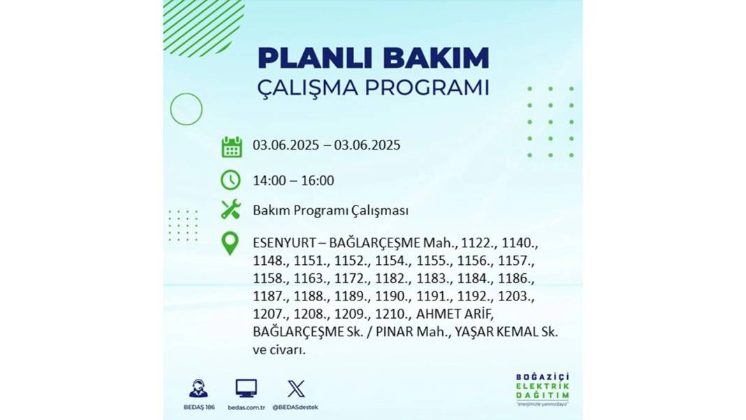 BÜYÜK ELEKTRİK KESİNTİSİ YAŞANACAK: BEDAŞ 3 Haziran elektrik kesintisi yaşayacak ilçeleri uyardı. Elektrikler ne zaman gelecek? 50