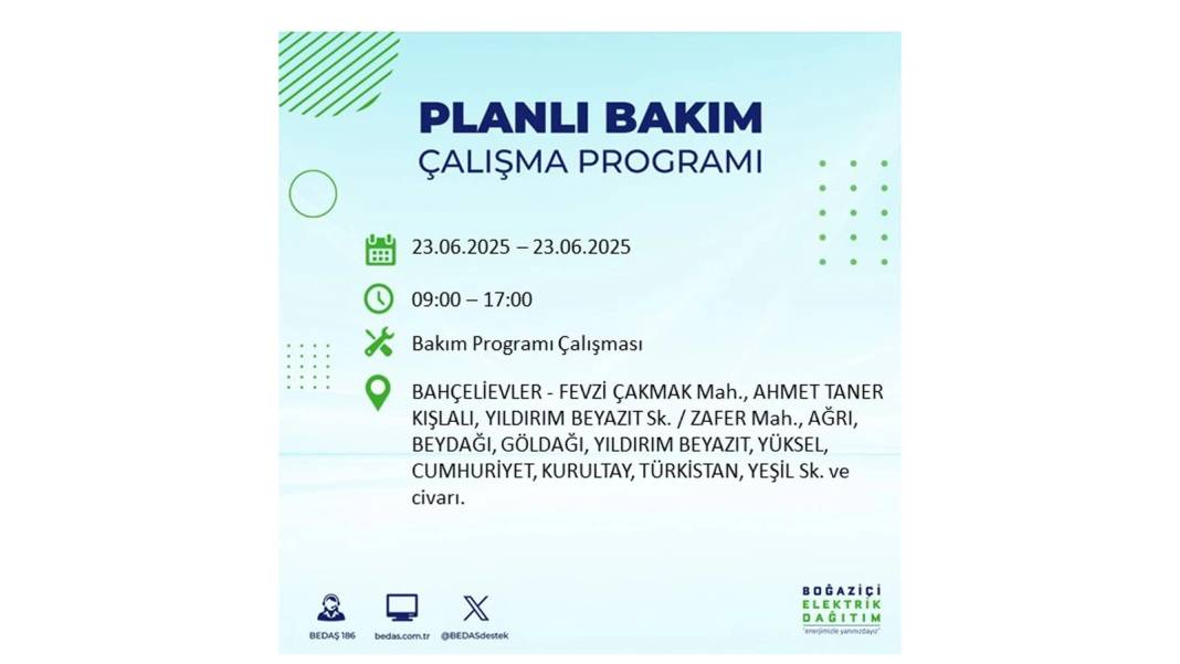 KARANLIĞA HAPSOLACAKLAR: 23 Haziran Pazartesi İstanbul elektrik kesintisi. BEDAŞ o ilçeleri uyardı! 51