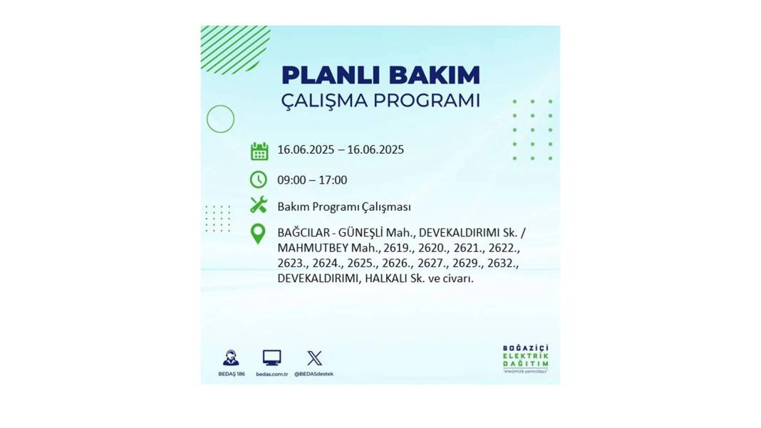 SAATLERCE ELEKTRİK OLMAYACAK: BEDAŞ 16 Haziran Pazartesi elektrik kesintisi yaşayacak ilçeleri sıraladı! 76