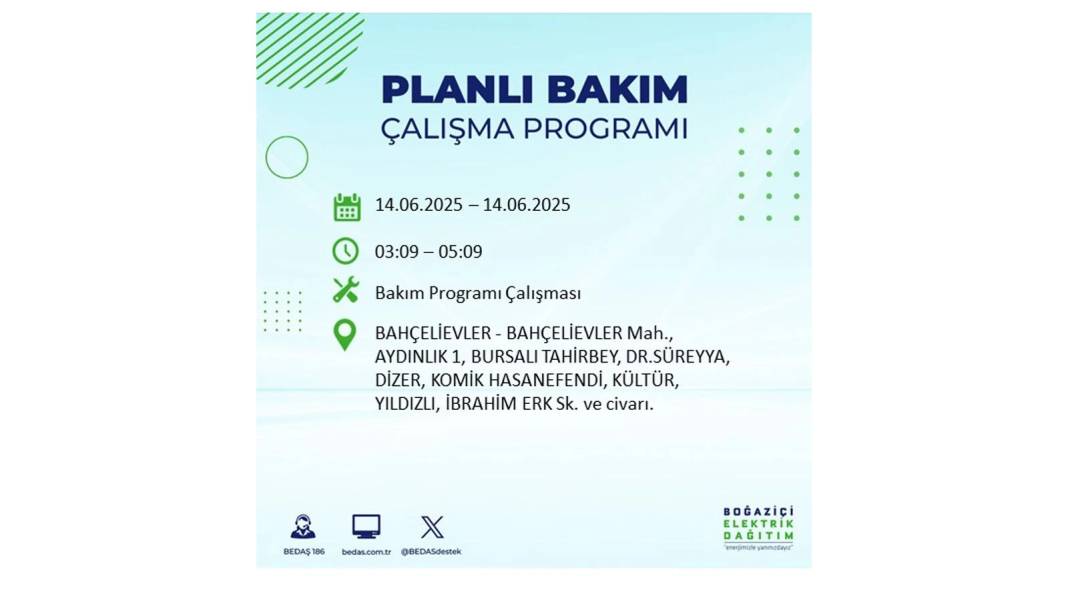 O İLÇELERDE ELEKTRİK OLMAYACAK: BEDAŞ 14 Haziran Cumartesi günü elektrik kesintisi yaşayacak ilçeleri duyurdu! 44